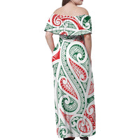New Zealand Kowhaiwhai Christmas Family Matching Off Shoulder Maxi Dress and Hawaiian Shirt Traditional Maori Koru Pattern - Polynesian Pride