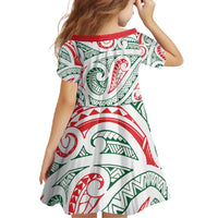New Zealand Kowhaiwhai Christmas Family Matching Short Sleeve Bodycon Dress and Hawaiian Shirt Traditional Maori Koru Pattern - Polynesian Pride