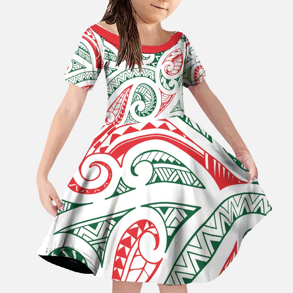 New Zealand Kowhaiwhai Christmas Family Matching Tank Maxi Dress and Hawaiian Shirt Traditional Maori Koru Pattern - Polynesian Pride
