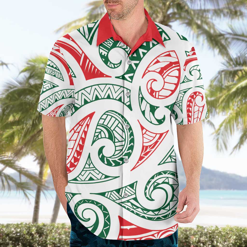 New Zealand Kowhaiwhai Christmas Hawaiian Shirt Traditional Maori Koru Pattern - Polynesian Pride