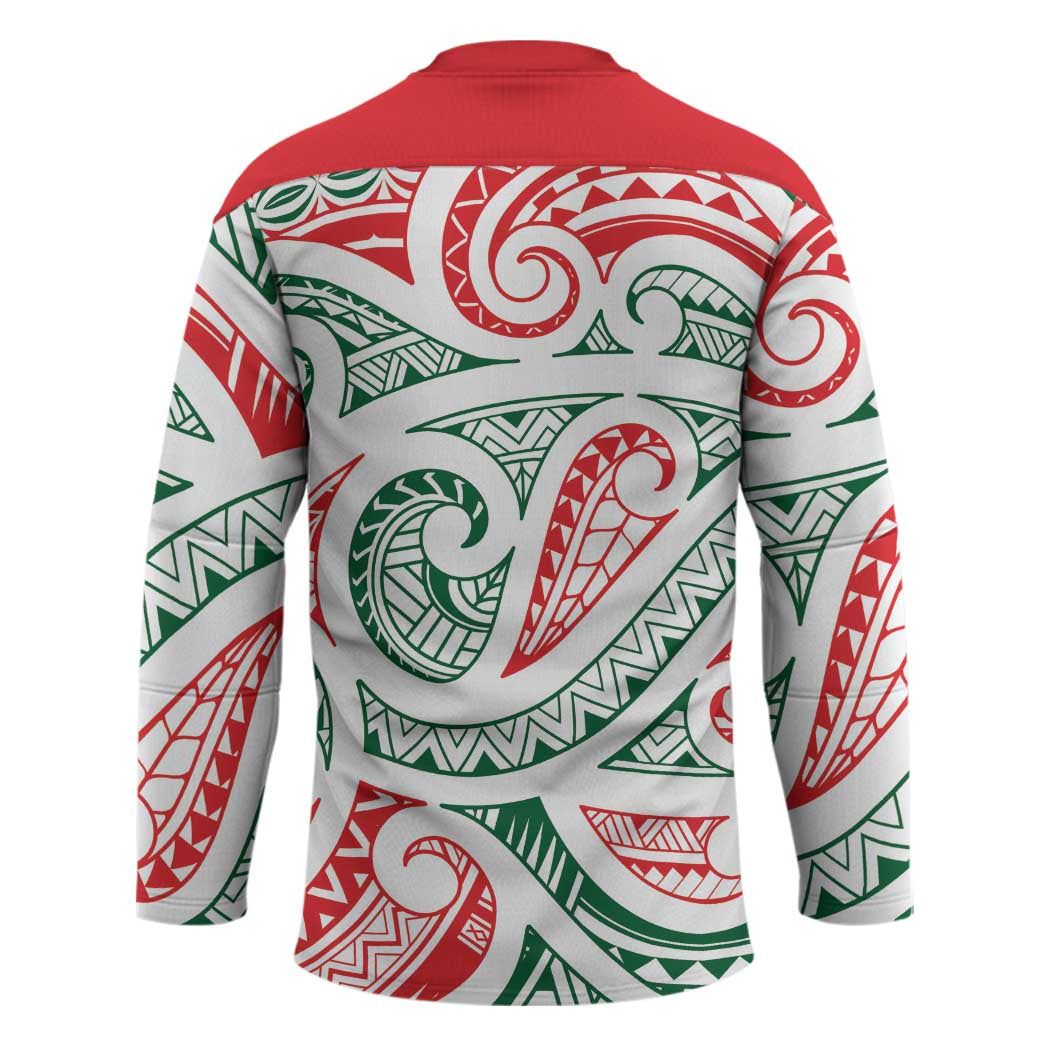 New Zealand Kowhaiwhai Christmas Hockey Jersey Traditional Maori Koru Pattern - Polynesian Pride