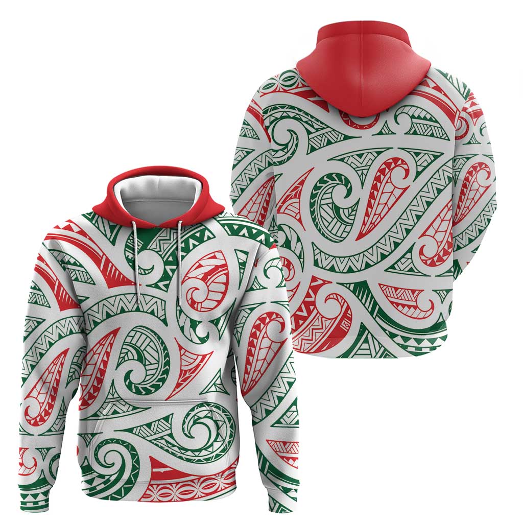 New Zealand Kowhaiwhai Christmas Hoodie Traditional Maori Koru Pattern - Polynesian Pride