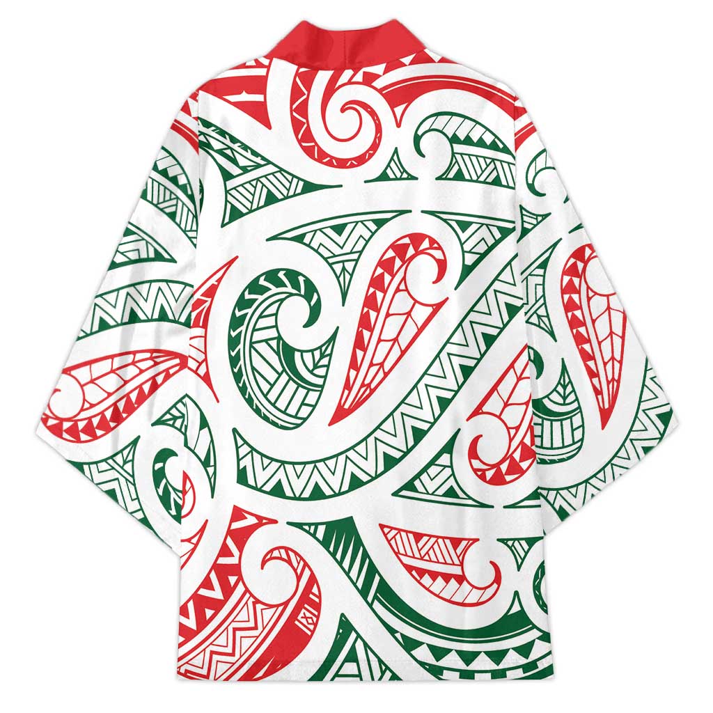 New Zealand Kowhaiwhai Christmas Kimono Traditional Maori Koru Pattern - Polynesian Pride