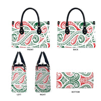 New Zealand Kowhaiwhai Christmas Leather Bag Traditional Maori Koru Pattern - Polynesian Pride