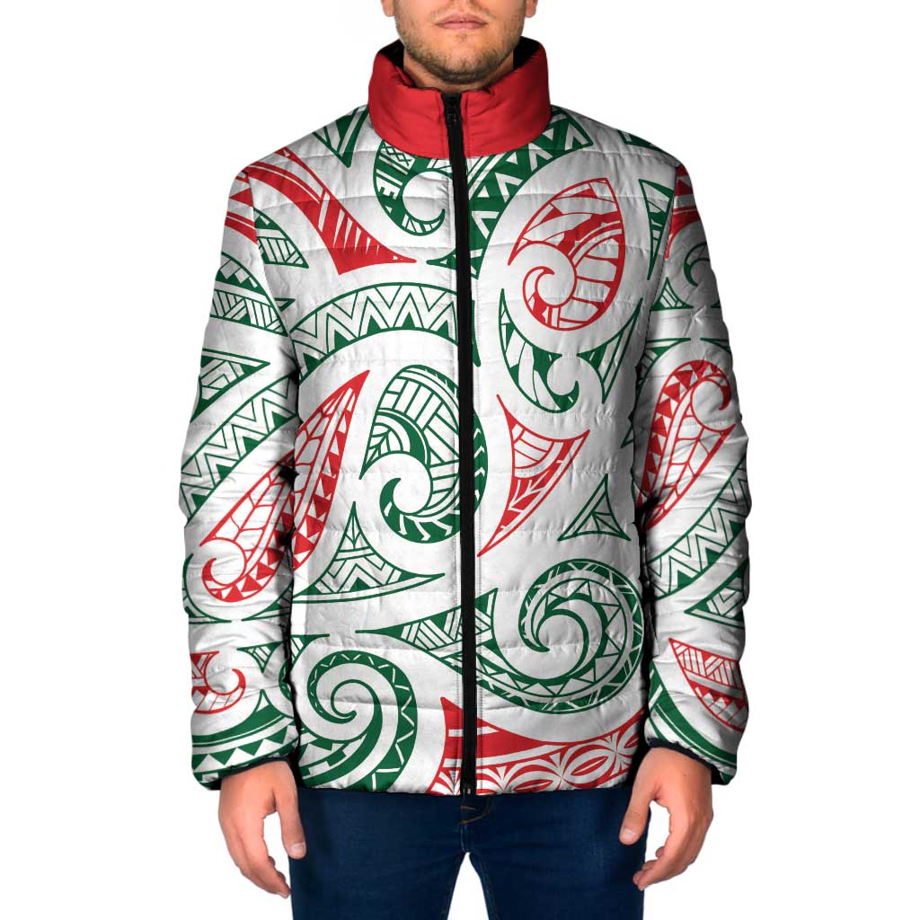 New Zealand Kowhaiwhai Christmas Padded Jacket Traditional Maori Koru Pattern - Polynesian Pride