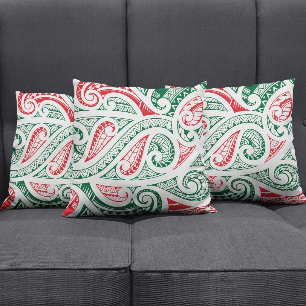 New Zealand Kowhaiwhai Christmas Pillow Cover Traditional Maori Koru Pattern - Polynesian Pride