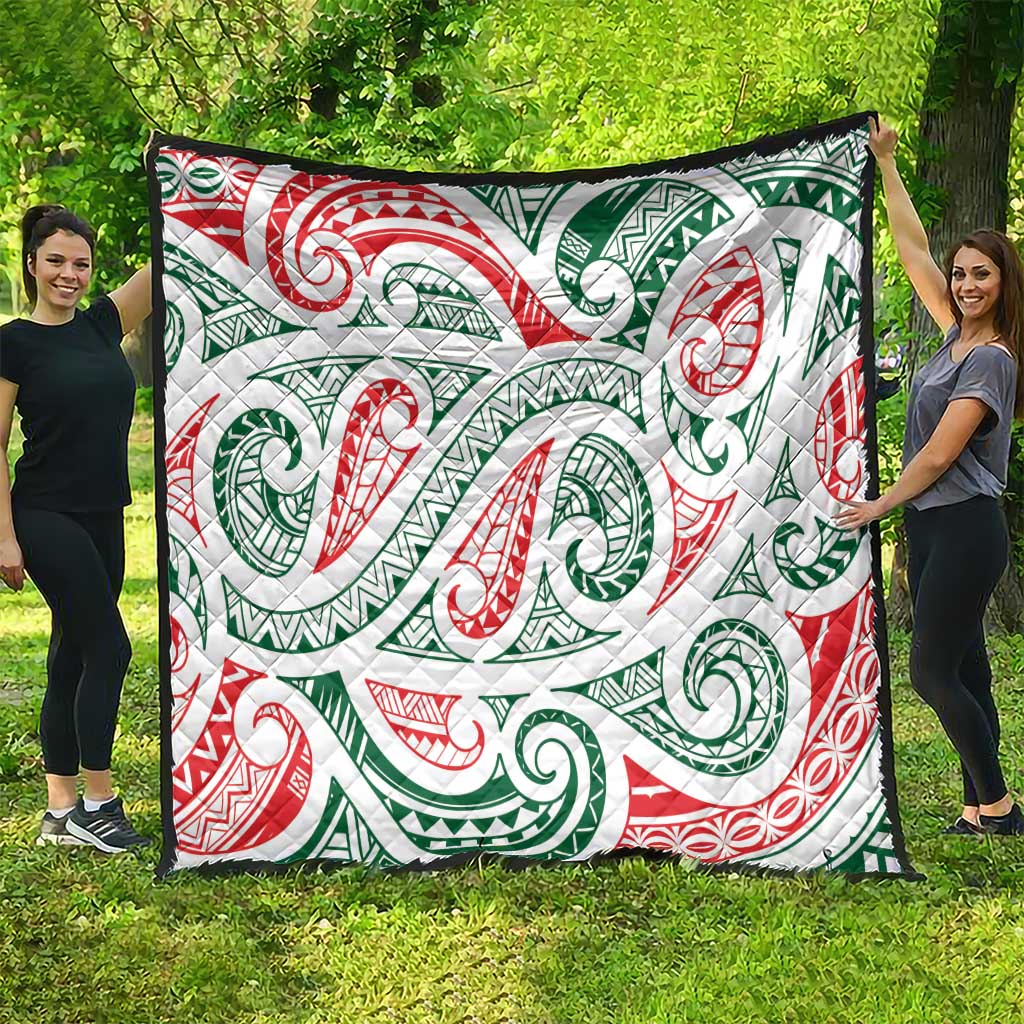 New Zealand Kowhaiwhai Christmas Quilt Traditional Maori Koru Pattern - Polynesian Pride