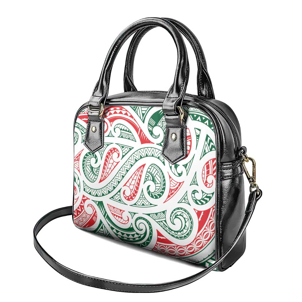 New Zealand Kowhaiwhai Christmas Shoulder Handbag Traditional Maori Koru Pattern - Polynesian Pride