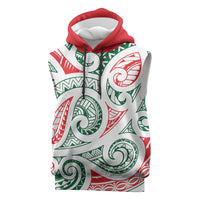 New Zealand Kowhaiwhai Christmas Sleeveless Hoodie Traditional Maori Koru Pattern - Polynesian Pride