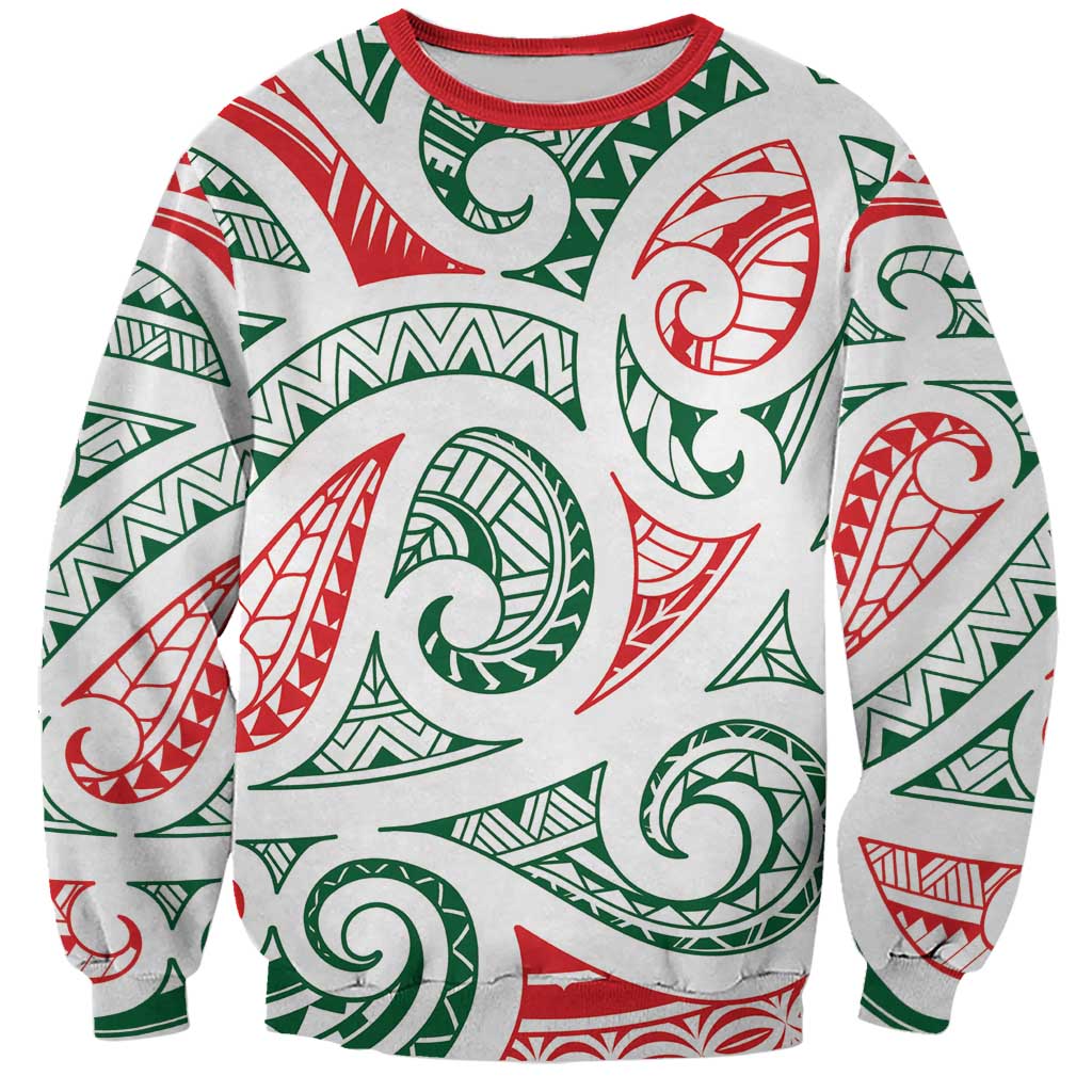 New Zealand Kowhaiwhai Christmas Sweatshirt Traditional Maori Koru Pattern - Polynesian Pride