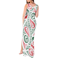 New Zealand Kowhaiwhai Christmas Tank Maxi Dress Traditional Maori Koru Pattern - Polynesian Pride