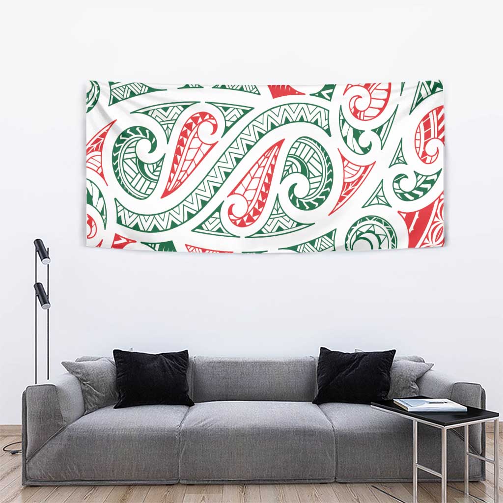 New Zealand Kowhaiwhai Christmas Tapestry Traditional Maori Koru Pattern - Polynesian Pride