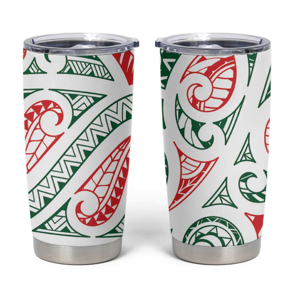 New Zealand Kowhaiwhai Christmas Tumbler Cup Traditional Maori Koru Pattern - Polynesian Pride
