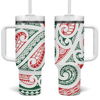 New Zealand Kowhaiwhai Christmas Tumbler With Handle Traditional Maori Koru Pattern - Polynesian Pride