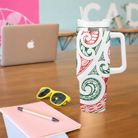 New Zealand Kowhaiwhai Christmas Tumbler With Handle Traditional Maori Koru Pattern - Polynesian Pride