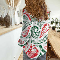 New Zealand Kowhaiwhai Christmas Women Casual Shirt Traditional Maori Koru Pattern - Polynesian Pride