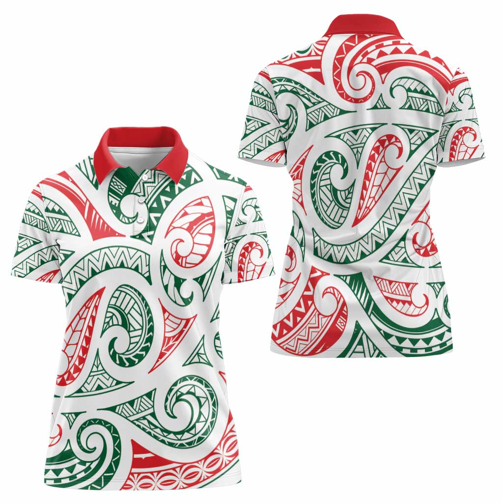 New Zealand Kowhaiwhai Christmas Women Polo Shirt Traditional Maori Koru Pattern - Polynesian Pride