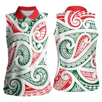 New Zealand Kowhaiwhai Christmas Women Sleeveless Polo Shirt Traditional Maori Koru Pattern - Polynesian Pride