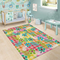 Hawaiian Palaka Area Rug Hibiscus Palm Leaf Pattern - Polynesian Pride