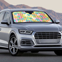 Hawaiian Palaka Auto Sun Shade Hibiscus Palm Leaf Pattern - Polynesian Pride