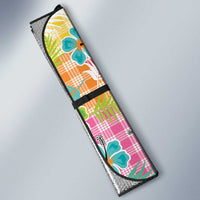 Hawaiian Palaka Auto Sun Shade Hibiscus Palm Leaf Pattern - Polynesian Pride