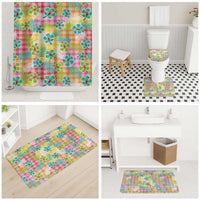 Hawaiian Palaka Bathroom Set Hibiscus Palm Leaf Pattern - Polynesian Pride