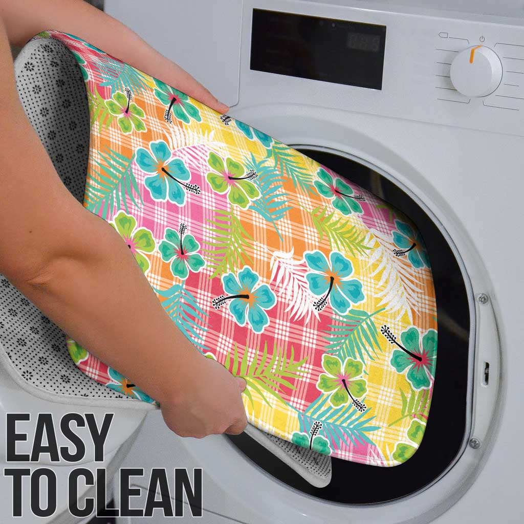 Hawaiian Palaka Bathroom Set Hibiscus Palm Leaf Pattern - Polynesian Pride