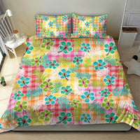 Hawaiian Palaka Bedding Set Hibiscus Palm Leaf Pattern - Polynesian Pride