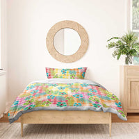 Hawaiian Palaka Bedding Set Hibiscus Palm Leaf Pattern - Polynesian Pride