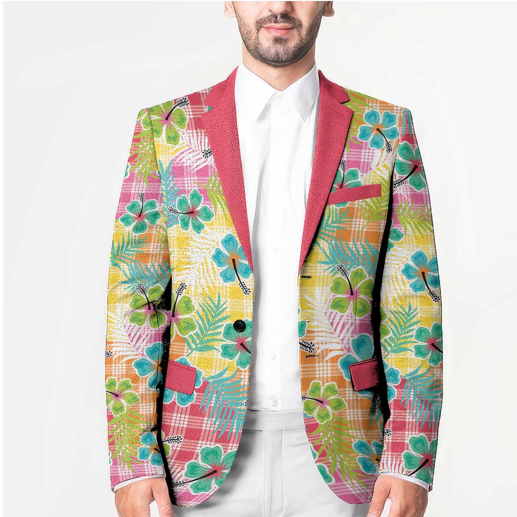 Hawaiian Palaka Blazer Hibiscus Palm Leaf Pattern - Polynesian Pride
