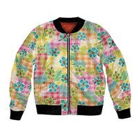 Hawaiian Palaka Bomber Jacket Hibiscus Palm Leaf Pattern - Polynesian Pride