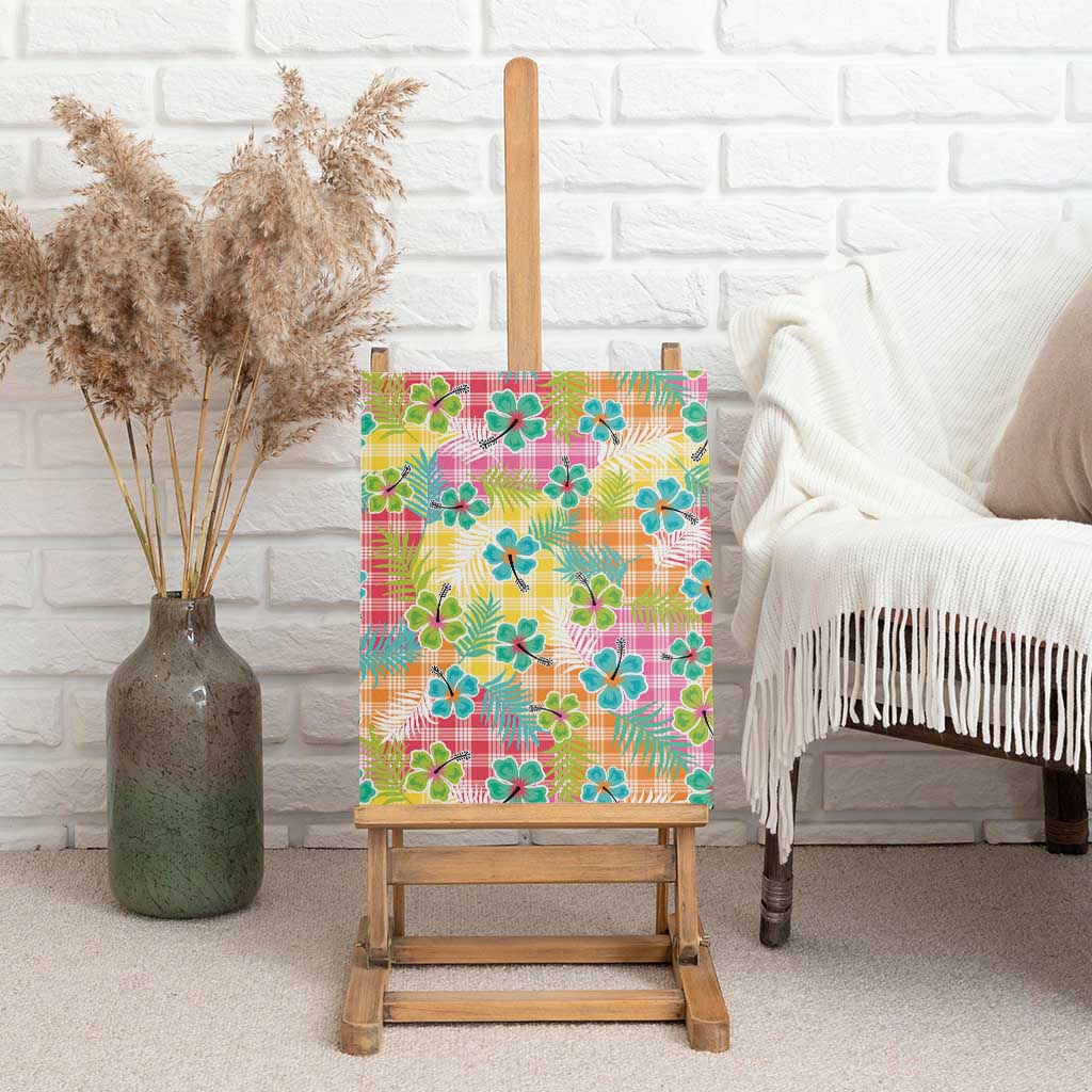 Hawaiian Palaka Canvas Wall Art Hibiscus Palm Leaf Pattern - Polynesian Pride