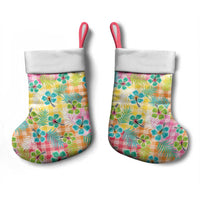 Hawaiian Palaka Christmas Stocking Hibiscus Palm Leaf Pattern - Polynesian Pride