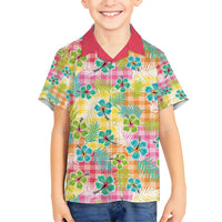 Hawaiian Palaka Family Matching Puletasi and Hawaiian Shirt Hibiscus Palm Leaf Pattern - Polynesian Pride