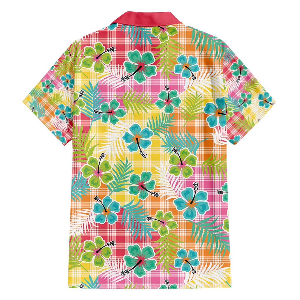Hawaiian Palaka Family Matching Short Sleeve Bodycon Dress and Hawaiian Shirt Hibiscus Palm Leaf Pattern - Polynesian Pride