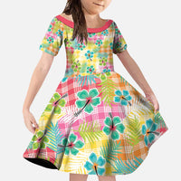 Hawaiian Palaka Family Matching Summer Maxi Dress and Hawaiian Shirt Hibiscus Palm Leaf Pattern - Polynesian Pride