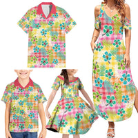 Hawaiian Palaka Family Matching Summer Maxi Dress and Hawaiian Shirt Hibiscus Palm Leaf Pattern - Polynesian Pride