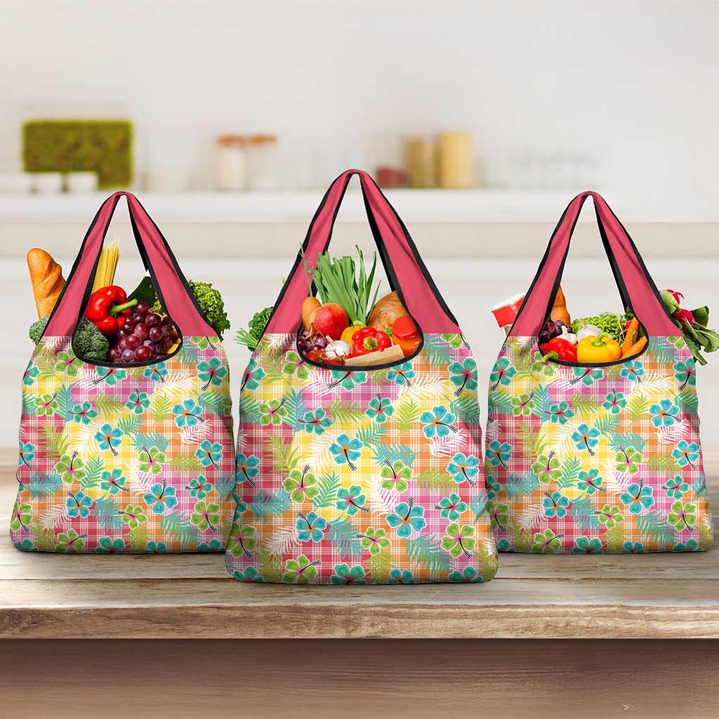 Hawaiian Palaka Grocery Bag Hibiscus Palm Leaf Pattern - Polynesian Pride