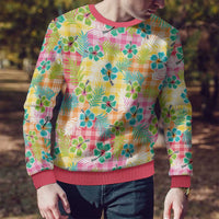 Hawaiian Palaka Ugly Christmas Sweater Hibiscus Palm Leaf Pattern - Polynesian Pride