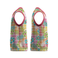 Hawaiian Palaka Christmas Knitted V-Neck Vest Hibiscus Palm Leaf Pattern - Polynesian Pride