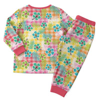 Hawaiian Palaka Christmas Pajama Set Hibiscus Palm Leaf Pattern - Polynesian Pride