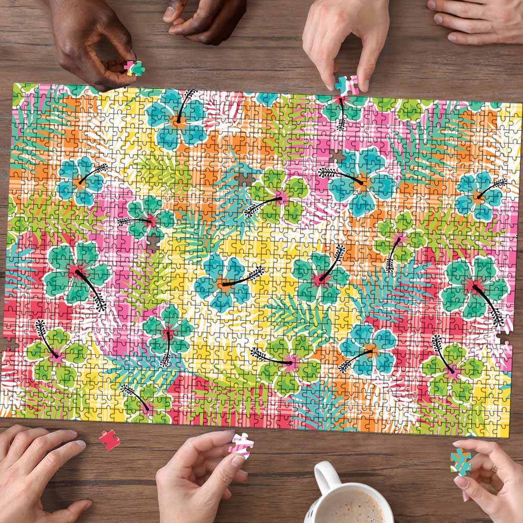 Hawaiian Palaka Puzzle Hibiscus Palm Leaf Pattern - Polynesian Pride