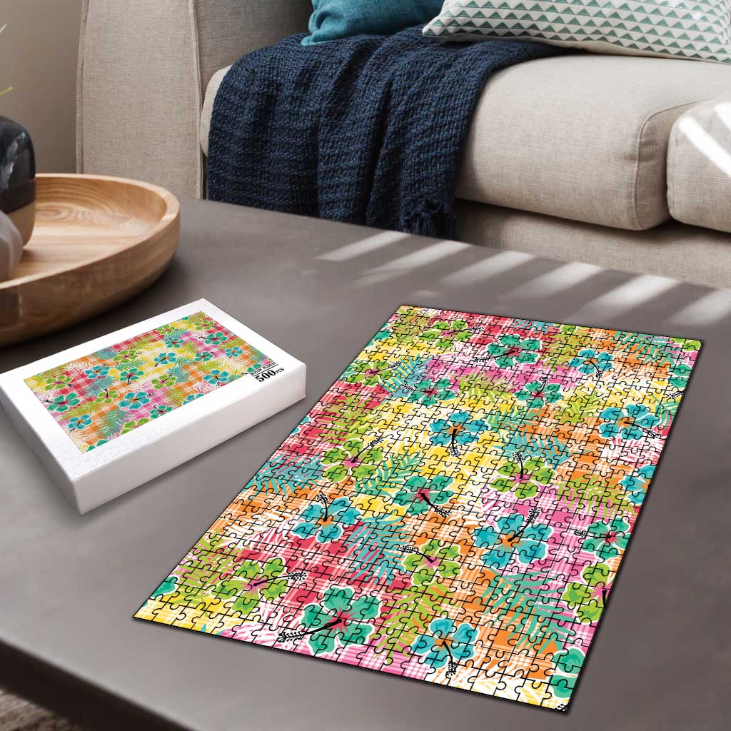 Hawaiian Palaka Puzzle Hibiscus Palm Leaf Pattern - Polynesian Pride