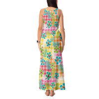 Hawaiian Palaka Tank Maxi Dress Hibiscus Palm Leaf Pattern - Polynesian Pride