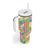 Hawaiian Palaka Tumbler With Handle Hibiscus Palm Leaf Pattern - Polynesian Pride