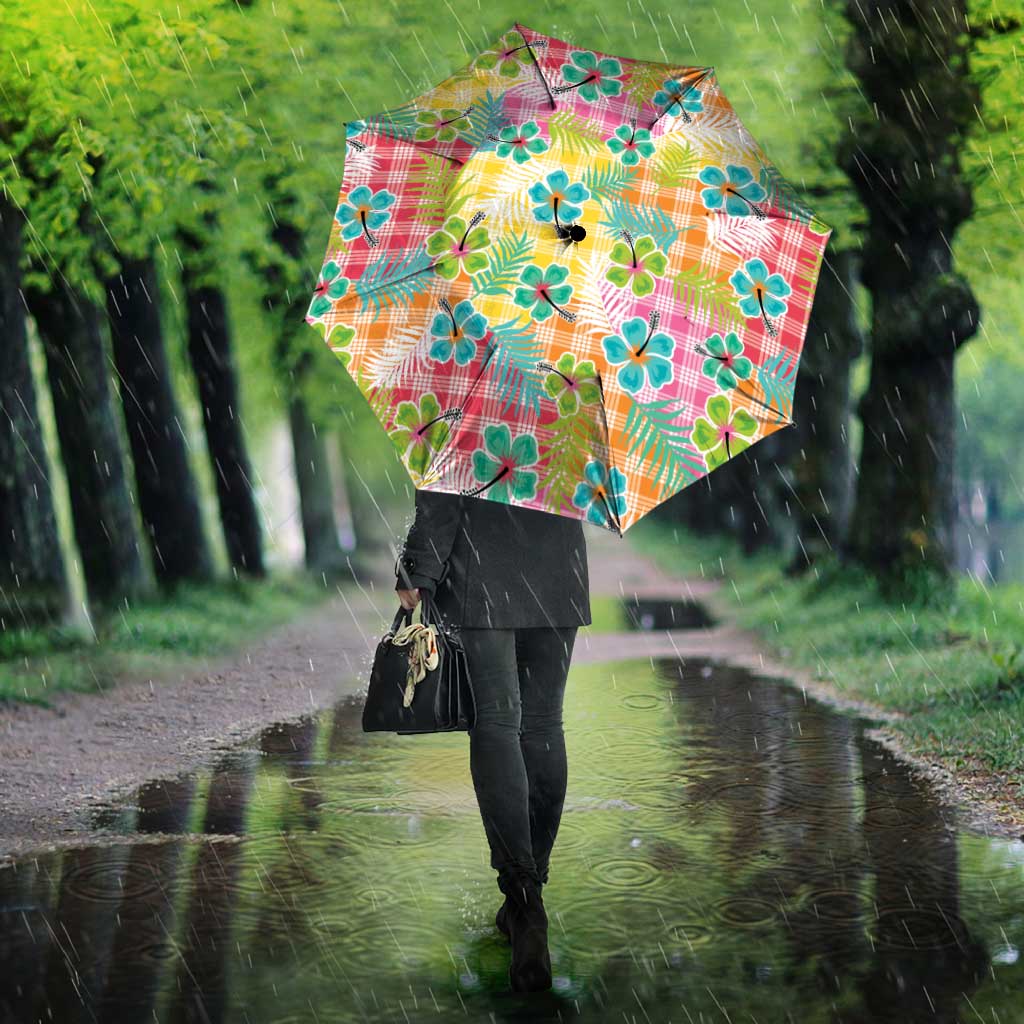 Hawaiian Palaka Umbrella Hibiscus Palm Leaf Pattern - Polynesian Pride