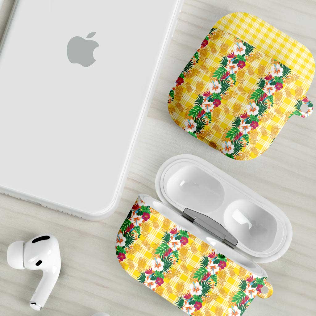 Hawaiian Palaka AirPods Case Hibiscus Pineapple Lei - Polynesian Pride