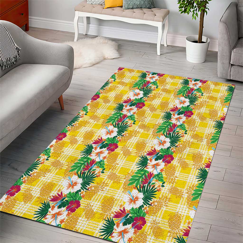 Hawaiian Palaka Area Rug Hibiscus Pineapple Lei - Polynesian Pride