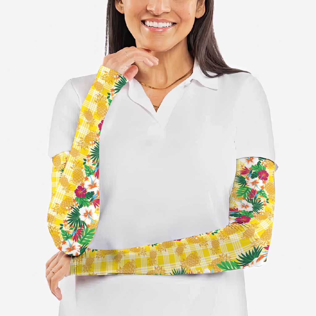 Hawaiian Palaka Arm Sleeves Hibiscus Pineapple Lei - Polynesian Pride