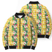 Hawaiian Palaka Bomber Puffer Jacket Hibiscus Pineapple Lei - Polynesian Pride